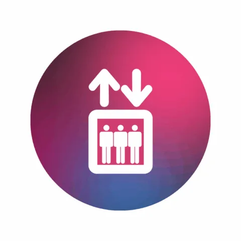 Accès ascenseur Icône d'ascenseur indiquant un accès aux étages pour les personnes à mobilité réduite.
