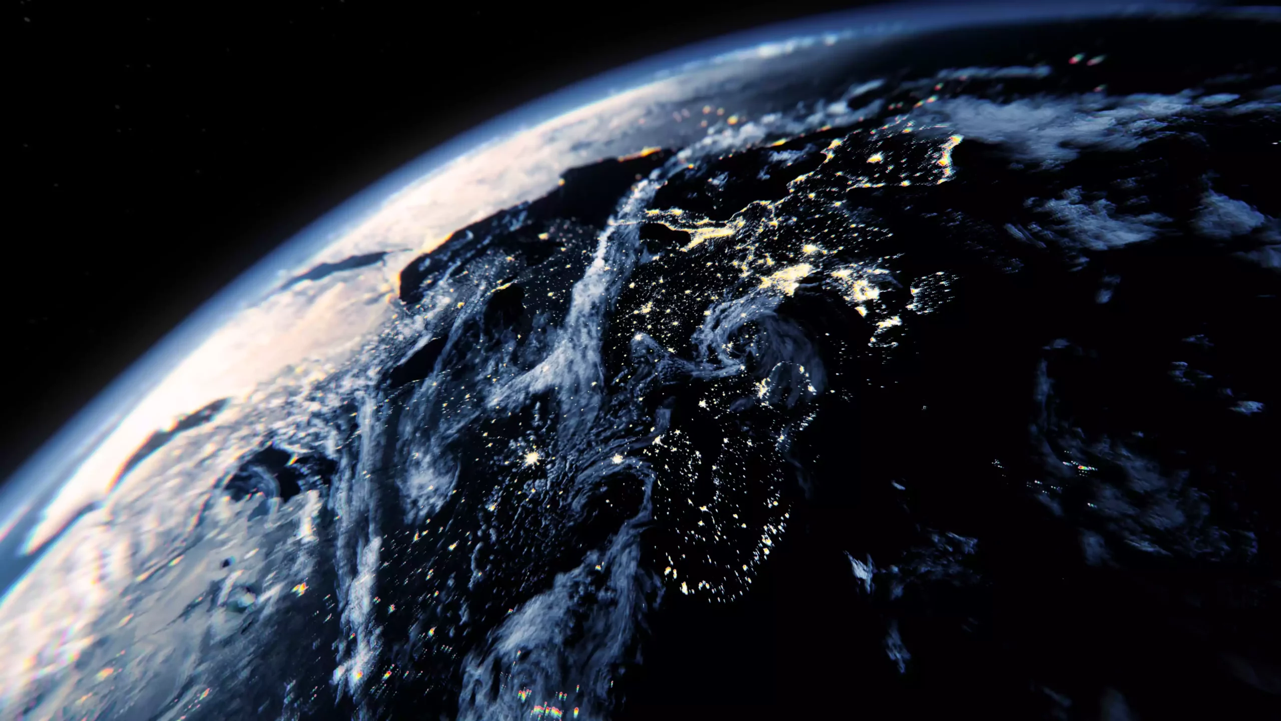 Rendu 3D d'une planète vue de l'espace